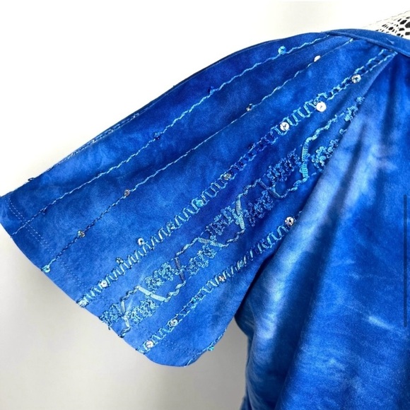 Sami & Jo sequined blouse cobalt blue. Size Small Petite. - Picture 6 of 13